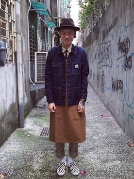 「Carhartt WIP（カーハートダブリューアイピー）のアイテム（その他）」を使った、Yu-Chengさん（メンズ・178cm）の冬コーディネート