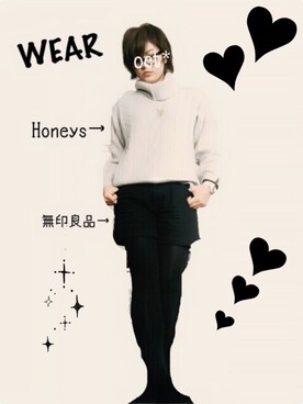 「Honeys（ハニーズ）のアイテム（ニット/セーター、グレー系）」を使った、octopus*さん（レディース）の冬コーディネート
