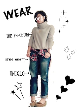 「THE EMPORIUM（ジエンポリアム）のアイテム（その他トップス、ベージュ系）」を使った、octopus*さん（レディース）の冬コーディネート