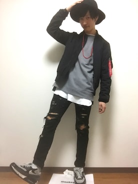 「Daniel Wellington」｜「アイテム（MA-1）」を使った、しろさん（メンズ・168cm）の冬コーディネート