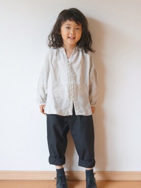 「pongee（ポンジー）のアイテム（パンツ）」を使った、pongeeさん（キッズ・110cm）の秋コーディネート