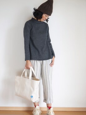 「pongee（ポンジー）のアイテム（パンツ）」を使った、pongeeさん（レディース・170cm）の冬コーディネート