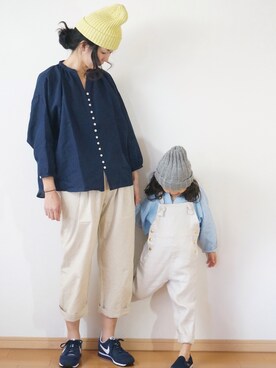 「pongee（ポンジー）のアイテム（トップス）」を使った、pongeeさん（キッズ・110cm）の春コーディネート