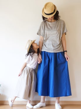 「pongee（ポンジー）のアイテム（トップス）」を使った、pongeeさん（キッズ・110cm）の春コーディネート