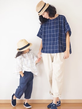 「pongee（ポンジー）のアイテム（トップス）」を使った、pongeeさん（キッズ・110cm）の春コーディネート