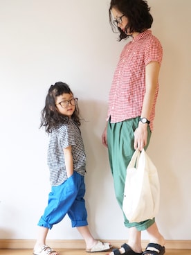 「pongee（ポンジー）のアイテム（トップス）」を使った、pongeeさん（キッズ・110cm）の夏コーディネート