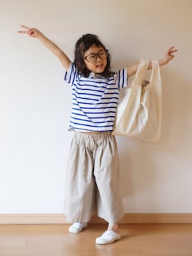 「pongee（ポンジー）のアイテム（トップス）」を使った、pongeeさん（キッズ・110cm）の夏コーディネート