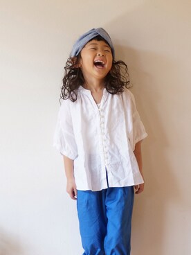 「pongee（ポンジー）のアイテム（トップス）」を使った、pongeeさん（キッズ・110cm）の夏コーディネート