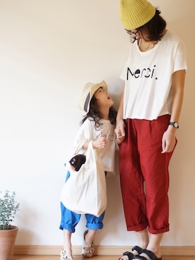 「pongee（ポンジー）のアイテム（トップス）」を使った、pongeeさん（キッズ・110cm）の秋コーディネート