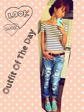 「カラースニーカー（スニーカー、グリーン系）」を使った、Namicoさん（レディース）の春コーディネート