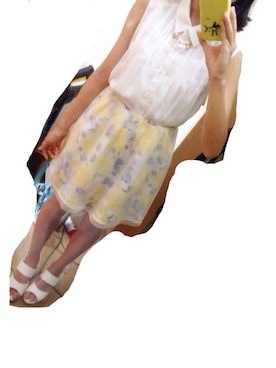 「花柄 スカート」｜「アイテム（サンダル）」を使った、ななかさん（レディース・156cm）の夏コーディネート