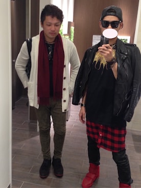 「SCOTCH & SODA（スコッチ アンド ソーダ）のアイテム（ライダースジャケット）」を使った、yukkeさん（メンズ・173cm）の秋コーディネート