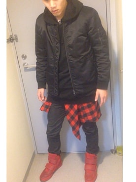 「シャツ×パーカー」｜「アイテム（その他アウター）」を使った、yukkeさん（メンズ・173cm）の春コーディネート