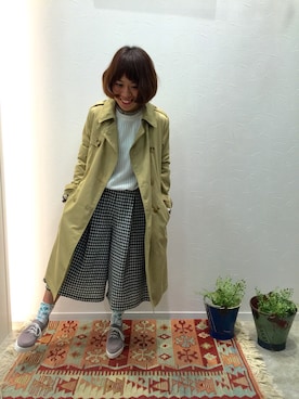 「AS KNOW AS PINKY（アズノゥアズピンキー）のアイテム（トレンチコート）」を使った、あっきーさん（レディース・147cm）の春コーディネート
