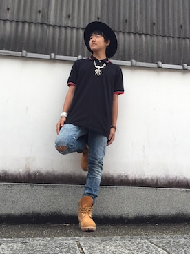 「Daniel Wellington（ダニエルウェリントン）の【Daniel Wellington】レザーバンド３６ＭＭ（アナログ腕時計）」を使った、Ｎobuさん（メンズ・163cm）の夏コーディネート