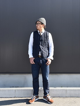 「アイテム（デニムパンツ）」を使った、Yosemite.tenshuさん（メンズ・181cm・30代）の冬コーディネート