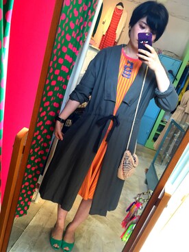「POU DOU DOU（プードゥドゥ）のアイテム（その他アウター）」を使った、ゆさん（レディース・157cm）の春コーディネート