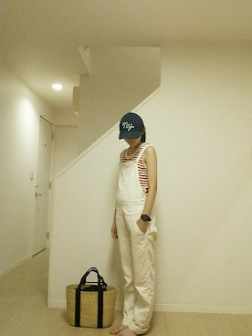 「Vlas Blomme（ヴラスブラム）のアイテム（サロペット/オーバーオール）」を使った、sieluさん（レディース・164cm）の夏コーディネート