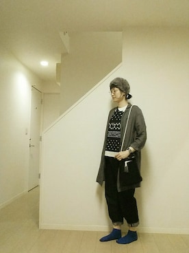 「アイテム（ヘアアクセサリー、ブルー系）」を使った、sieluさん（レディース・168cm）の秋コーディネート