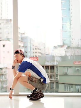 「Addict CONVERSE（アディクト　コンバース）のアイテム」を使った、tioさん（メンズ・180cm）の夏コーディネート