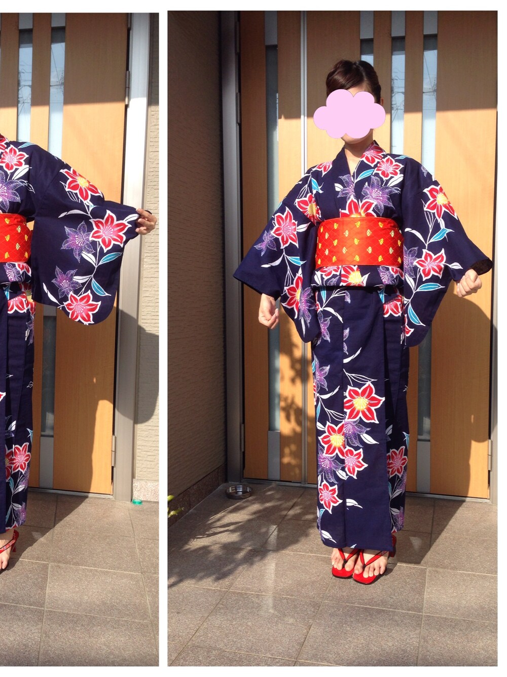 「花火大会、浴衣、朝顔、夏」｜「母よりのアイテム（浴衣、ブルー系）」を使った、umitopinkさん（レディース・158cm）の夏コーディネートの1枚目の写真