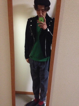 「PHENOMENON（フェノメノン）のアイテム（ライダースジャケット）」を使った、ゆゆゆすけさん（メンズ・176cm）の秋コーディネート