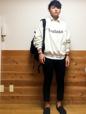 「DISCOVERED（ディスカバード）のアイテム（スウェット）」を使った、シュウトさん（メンズ・178cm）の秋コーディネート