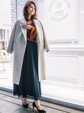 「ダニエルウェリントン」｜「アイテム（チェスターコート）」を使った、みるねぇさん（レディース・166cm）の秋コーディネート