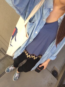 「VANS（バンズ）の【VANS<ヴァンズ>】ACID DENIM AUTHENTIC スニーカー（スニーカー、ブルー系）」を使った、mya:)さん（レディース）の夏コーディネート