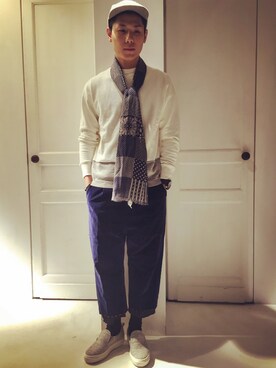 「initial（イニシャル）のアイテム（スウェット）」を使った、Ivan Kanさん（メンズ・178cm）の秋コーディネート