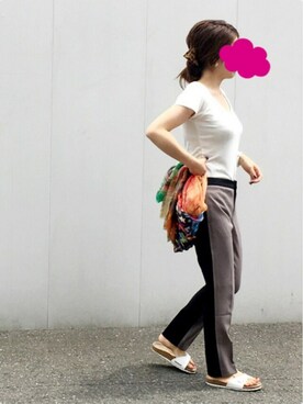 「beige，（ベイジ）のアイテム」を使った、MARIKO.Iさん（レディース・156cm）の夏コーディネート