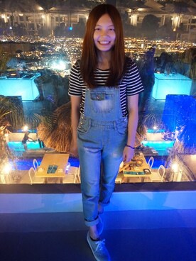 「Lulus（-）のアイテム（オールインワン・サロペット）」を使った、Aliyaさん（レディース・152cm）の秋コーディネート