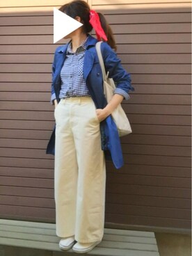 「バンダナ」｜「アイテム（トレンチコート）」を使った、YUKIさん（レディース・160cm）の春コーディネート