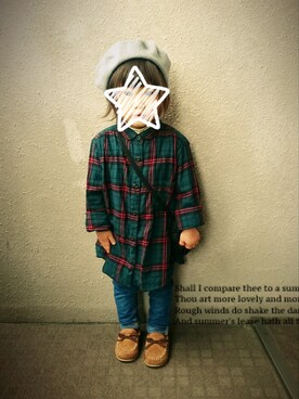 「子供服」｜「アイテム（モカシン/デッキシューズ）」を使った、kinokonokoさん（キッズ・80cm）の秋コーディネート