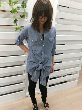 「Lee（リー）のアイテム（その他パンツ）」を使った、risaさん（レディース・162cm）の春コーディネート