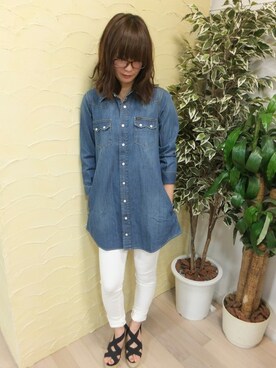 「Lee（リー）のアイテム（その他パンツ）」を使った、risaさん（レディース・162cm）の春コーディネート
