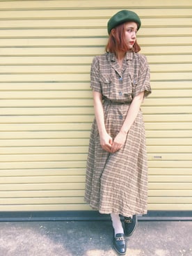 「Casselini（キャセリーニ）のアイテム（ハンチング/ベレー帽）」を使った、村田倫子さん（レディース・163cm）の秋コーディネート