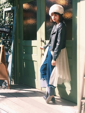 「I am I in fact...（アイアムアイインファクト）のアイテム（ジャケット/アウター）」を使った、村田倫子さん（レディース・163cm）の秋コーディネート