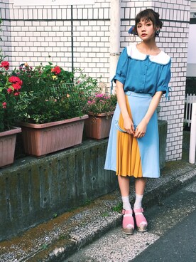 ピンク系のアイテムを使った 青コーデ の人気ファッションコーディネート Wear