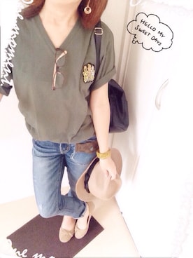 「UNIQLO Tシャツ」｜「アイテム（パンプス）」を使った、Ayako  さん（レディース・150cm）の夏コーディネート