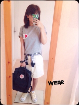「LE JUN（ルジュン）のアイテム（バックパック/リュック）」を使った、Ayako  さん（レディース・150cm）の夏コーディネート
