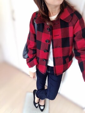 「赤チェック」｜「アイテム（ラッピングキット）」を使った、Ayako  さん（レディース・150cm）の秋コーディネート