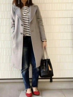 「Ungrid（アングリッド）のインディゴフレイドヘムストスリ（デニムパンツ）」を使った、Ayako  さん（レディース・150cm）の秋コーディネート