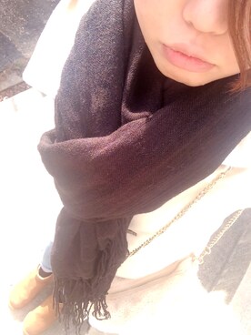 「H&M（エイチ・アンド・エム）のアイテム（マフラー、ブラック系）」を使った、kanakoさん（レディース・160cm）の冬コーディネート