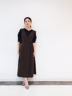 「KBF+」｜「アイテム（ジャンパースカート）」を使った、kameさん（レディース・158cm）の秋コーディネート
