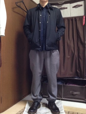 「Dr. Martens（ドクターマーチン）のDr.Martens (ドクターマーチン)/1461 3EYE GIBSON SHOES（その他シューズ）」を使った、Booさん（メンズ・170cm）の冬コーディネート