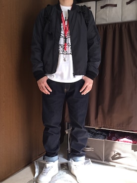 「And A（アンドエー）のアイテム（ジャケット/アウター）」を使った、Booさん（メンズ・170cm）の春コーディネート