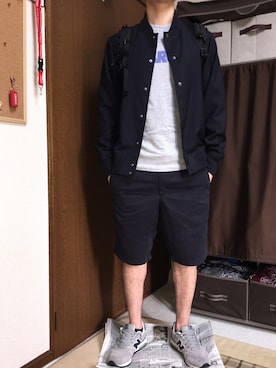 スタジャンを使った ネイビー グレー のメンズ人気ファッションコーディネート Wear