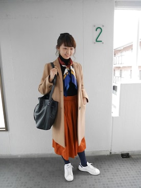 「タートル」｜「アイテム（チェスターコート）」を使った、kinkoさん（レディース・161cm）の冬コーディネート