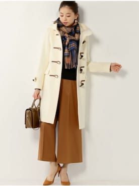 「ユナイテッドアローズ」｜「アイテム（ダッフルコート）」を使った、Chisato さん（レディース・166cm）の秋コーディネート